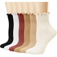 thumbnail image 1 of Zhengup Women's Ruffle Socks,Casual Cute Ankle Socks Breathable Knit Cotton Soft Frilly Crew Socks for Women 6 Pack, 1 of 7