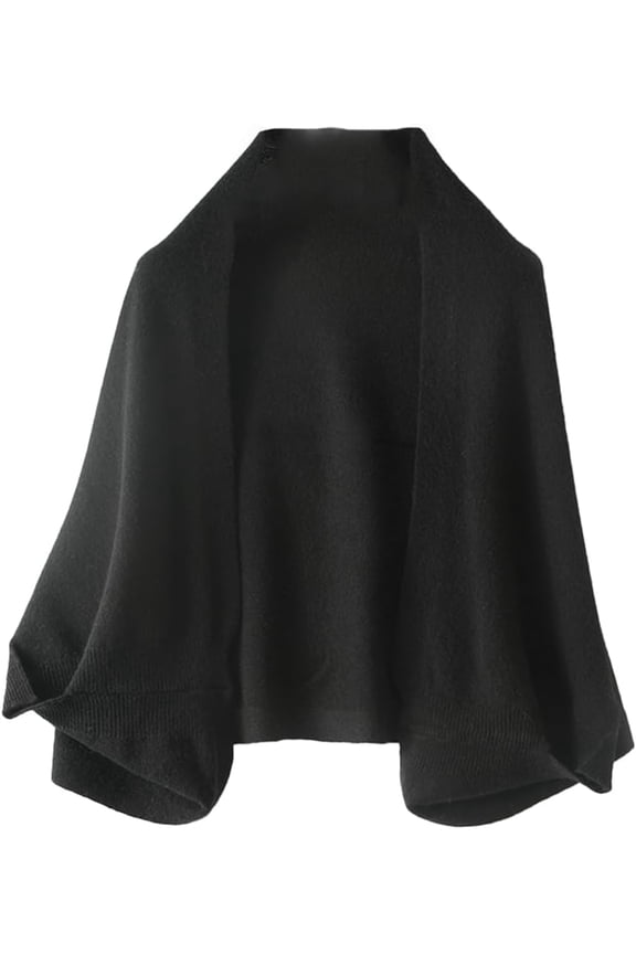 Women's Soft Shawls Wraps Wool Knit Warm Sweater Cardigan with Sleeves Winter DualPurpose Scarf Open Front Poncho