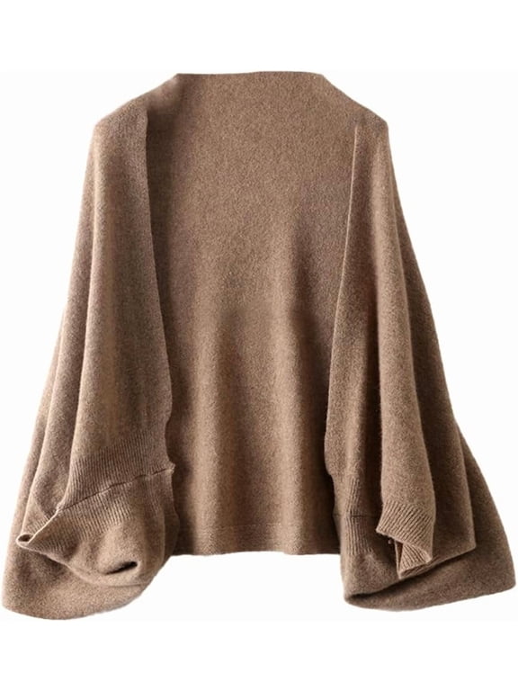 Women's Soft Shawls Wraps Wool Knit Warm Sweater Cardigan with Sleeves Winter DualPurpose Scarf Open Front Poncho