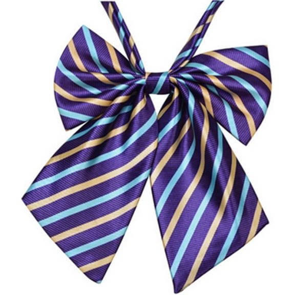 Zhengup Women's Striped Pre-Tied Bowknot Bow Tie Adjustable Pre-Tied Neckties Bowknot Solid Casual Uniform (4Pieces)