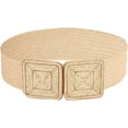 thumbnail image 1 of Zhengup Women's Symmetrical Buckle Straw Belts Wide Belt Elastic Waistband, 1 of 3