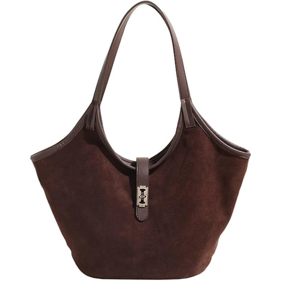 Zhengup Women's Tote Bags Suede Handbag Shoulder Bag Retro Bucket Bag Vegan Leather PU Purse Fall Winter Travel Work