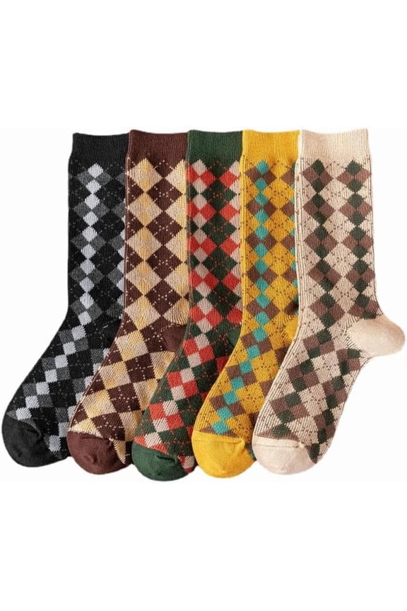 Women's Vintage Cotton Socks 5 Pairs Y2K Cottagecore Funny Crew Socks Japanese Indie Accessories Dress Socking