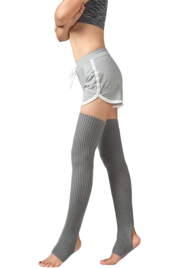 Women's Winter Over Knee High Footless Socks Knit High Thigh Leg Warmers Protector Socks for Dancing Yoga, 1 Pair