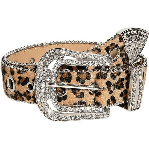 Zhengup Women's Y2K Leopard Belts for Jeans Punk Hollow Out Leather Waist Belt