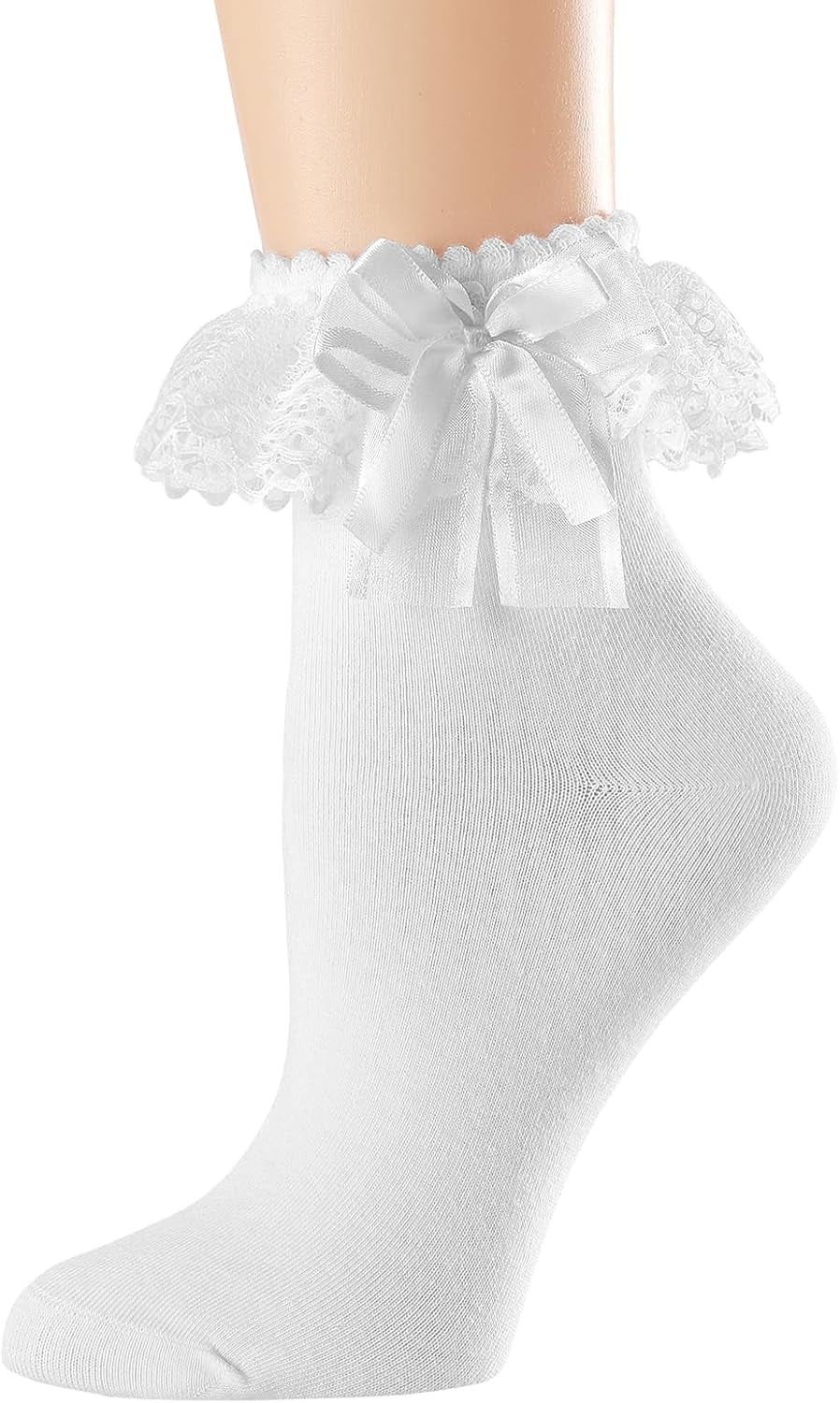 Baby Girl Peach Lace Ankle Socks with Bow – Soft Fancy Wear main image 1