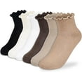 thumbnail image 1 of Zhengup Womens Ankle Socks Ruffle Cotton Cute Frilly Trim Breathable Ankle Ruffled Socks 6 Pack, 1 of 6