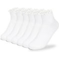 thumbnail image 1 of Zhengup Womens Ankle Socks Ruffle Cotton Cute Frilly Trim Breathable Ankle Ruffled Socks 6 Pack, 1 of 6