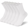 thumbnail image 1 of Zhengup Womens Ankle Socks Ruffle Cotton Cute Frilly Trim Breathable Crew Ruffled Socks 6 Pack, 1 of 7