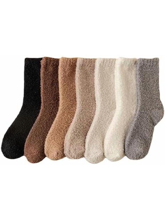 Womens Coquettish Cute Fleece Socks 6PCS Preppy Soft Fuzzy Home Socks Kawaii Alt Slipper Socks Soft Warm Socking