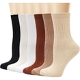 thumbnail image 1 of Zhengup Womens Crew Socks, Casual Knit Cotton Comfy Breathable Cool Dress Socks for Girls 6 Pack, 1 of 7