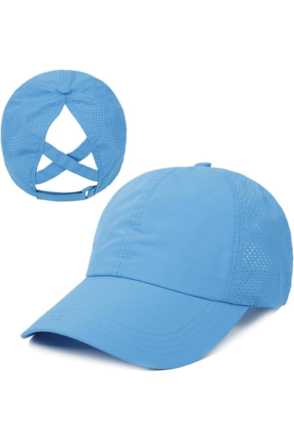 Womens Criss Cross Ponytail Baseball Cap Adjustable Messy Bun Mesh Quick Drying Hat