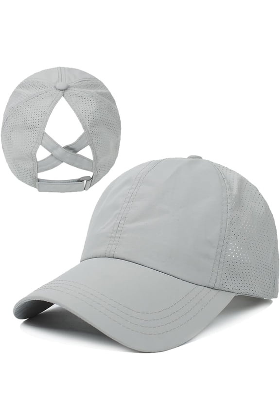 Womens Criss Cross Ponytail Baseball Cap Adjustable Messy Bun Mesh Quick Drying Hat