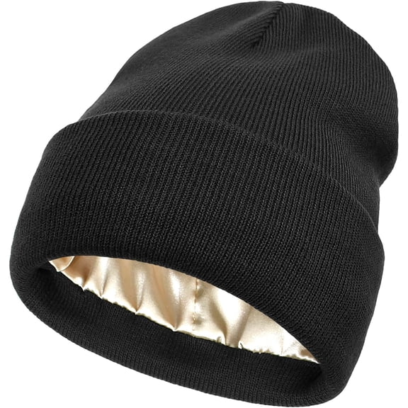 Zhengup Womens Knit Beanie Hat Satin Lined Winter Hats for Women Men Soft Warm Slouchy Cuffed Beanie Hat Skull Cap