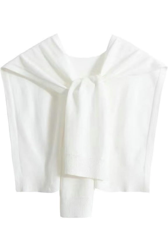 Womens Shawl Wraps Spun Yarn Knitted Shawl Fake Collar Cape Knotted Lightweight Outwear Sweater Shoulder Scarf