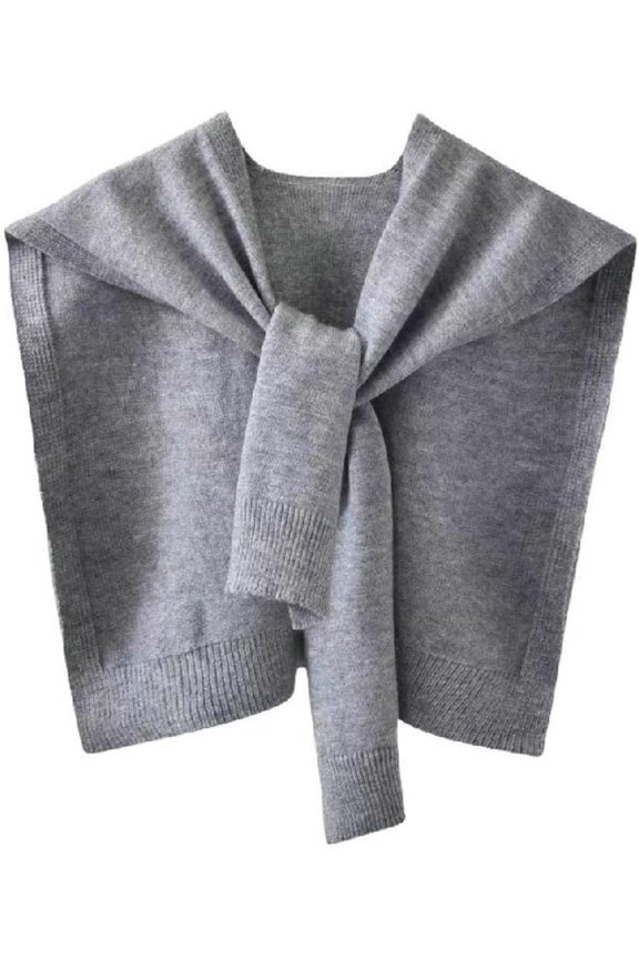 Womens Shawl Wraps Spun Yarn Knitted Shawl Fake Collar Cape Knotted Lightweight Outwear Sweater Shoulder Scarf