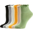 thumbnail image 1 of Zhengup Womens Socks, Ruffle Turn-Cuff Casual Ankle Socks Breathable Cool Knit Cotton Lettuce Crew Frilly Sock 6 Pack, 1 of 7