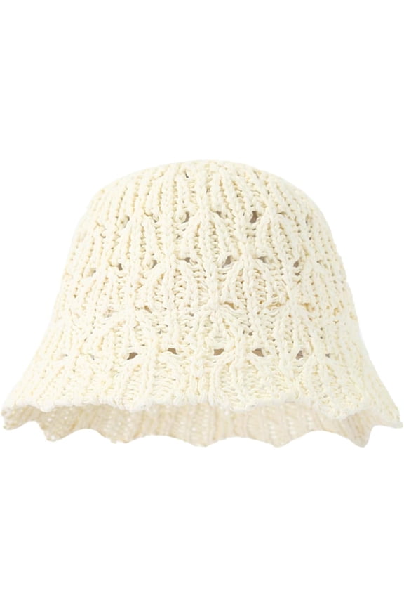 Womens Spring Summer Knit Bucket Hat Crochet Beach Sun Hat Foldable Woven Straw Wave Brim Packable Travel Hat