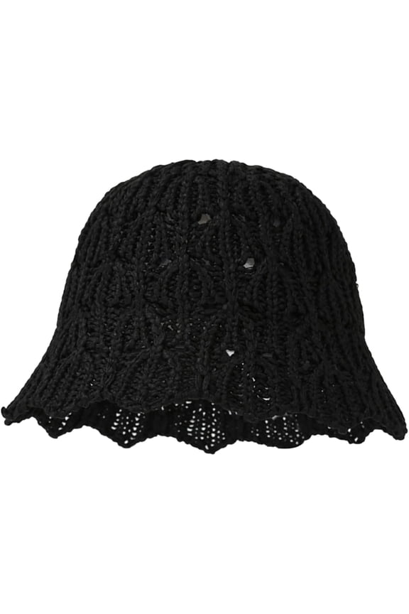 Womens Spring Summer Knit Bucket Hat Crochet Beach Sun Hat Foldable Woven Straw Wave Brim Packable Travel Hat