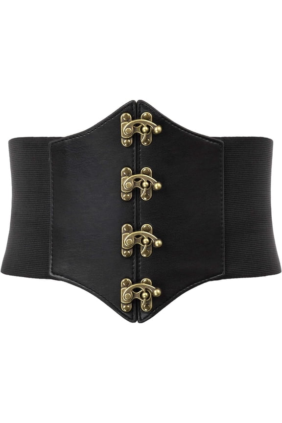 Womens Steampunk Pirate Costumes Corset Belts Retro Buckle Wide Waist Cincher