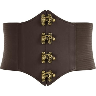 Zhengup Womens Steampunk Pirate Costumes Corset Belts Retro Buckle Wide Waist Cincher