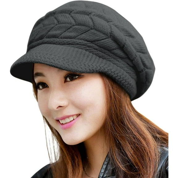 Zhengup Womens Winter Beanie Warm Knitted Slouchy Wool Hats Cap with Visor