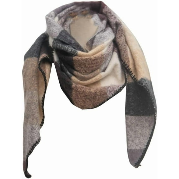 Zhengup Womens Winter Scarf Fall Plaid Blanket Scarf Knit Oversized Large Triangle Scarf Warm Colorful Shawl Wrap Ladies Gift