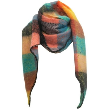 Zhengup Womens Winter Scarf Fall Plaid Blanket Scarf Knit Oversized Large Triangle Scarf Warm Colorful Shawl Wrap Ladies Gift