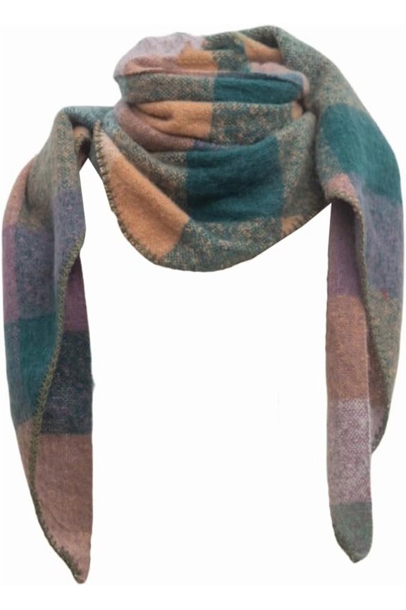 Womens Winter Scarf Fall Plaid Blanket Scarf Knit Oversized Large Triangle Scarf Warm Colorful Shawl Wrap Ladies Gift