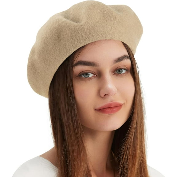 Zhengup Wool Beret Hat French Beret Cap Winter Artist Painter Hat Solid Color for Women