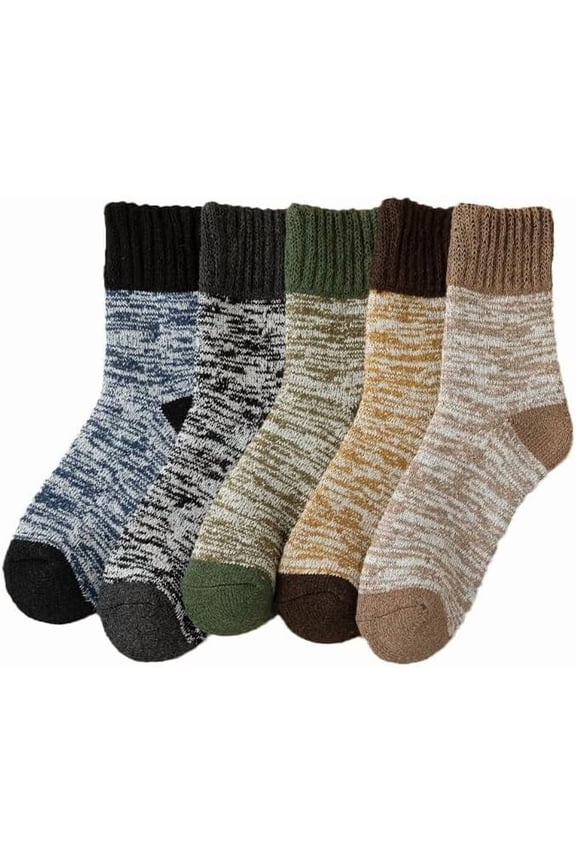Wool Socks for Women Men Cottagecore Ribbed Knit Thick Cozy Socks Vintage Striped Winter Socks Dressy Causal Socks