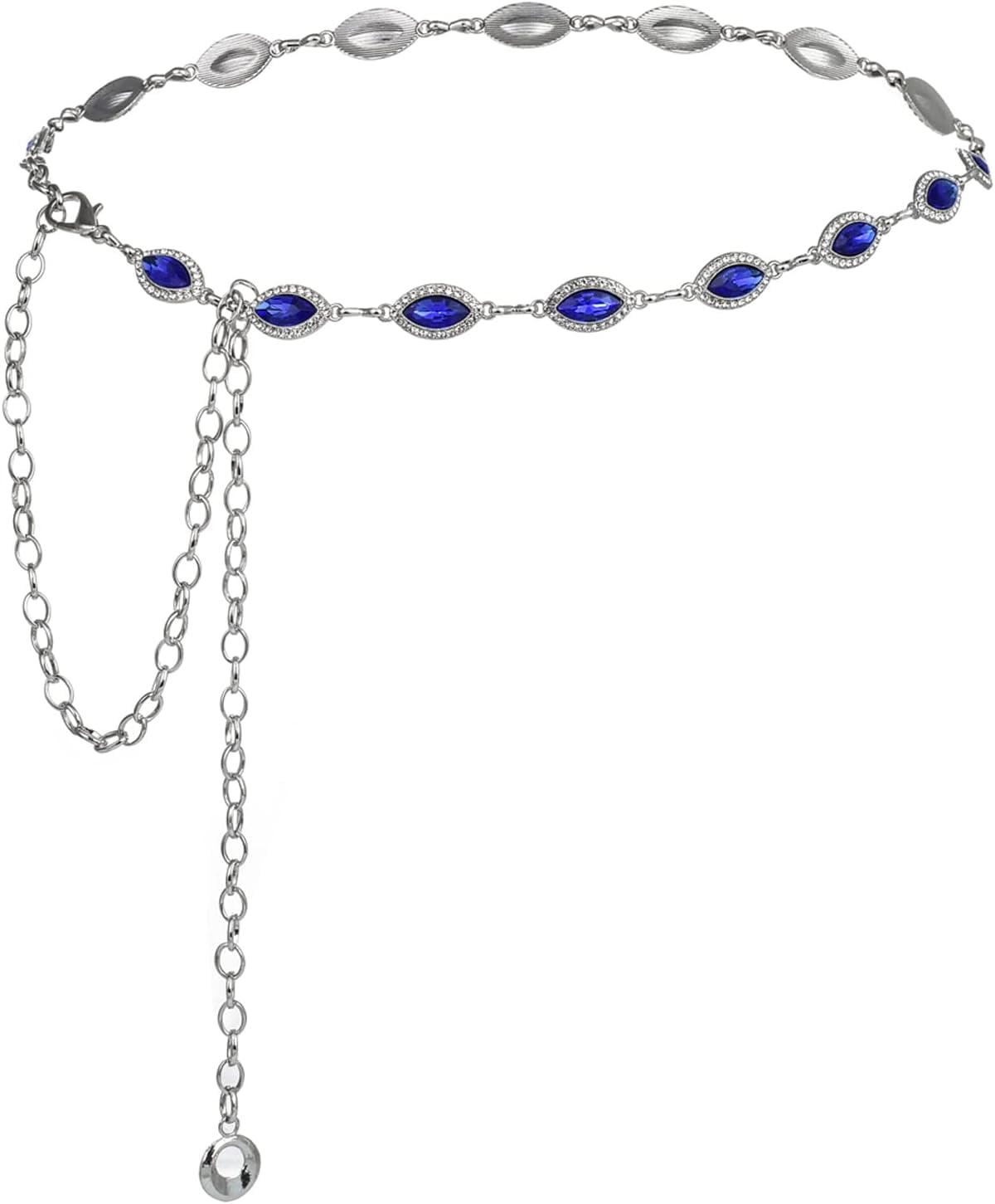 1293 Glass Diamond Chain Belt Women\'s Dress Metal Western Style Zhengup green glass diamond chain belt metal diamond belt  main image 3