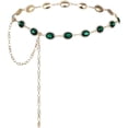 thumbnail image 1 of Zhengup green glass diamond chain belt metal diamond belt women's dress metal belt women's western style belt women's belt, 1 of 9