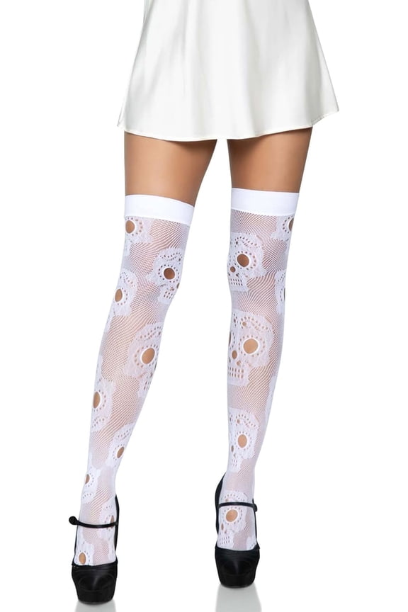 womens Spooky Halloween Fishnet Thigh Highs