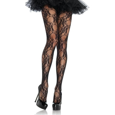 Zhengup womens Vintage Fishnet Lace Tights Hosiery, Floral Lace, One Size US