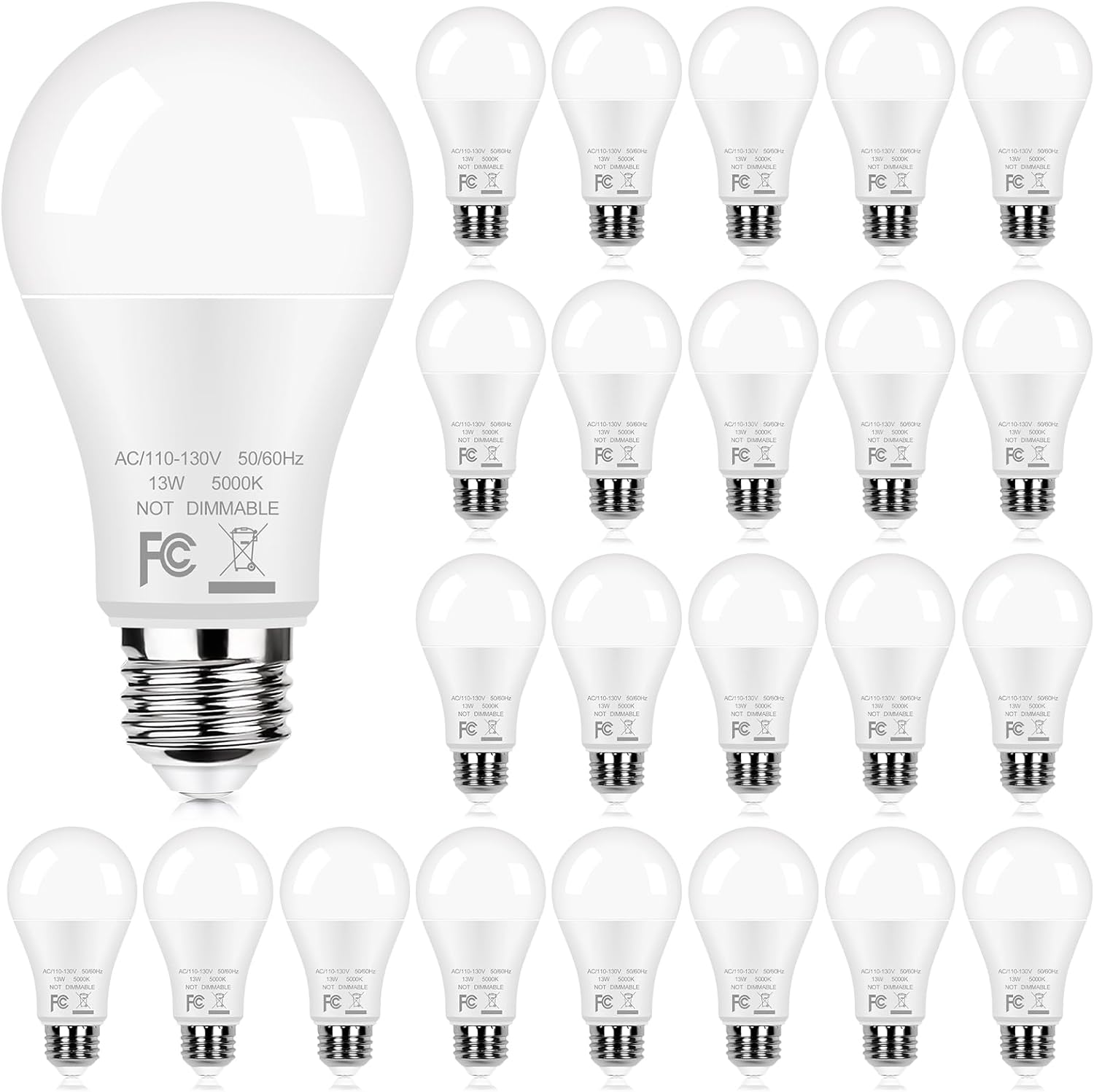 Zhenhe24-Pack A19 Led Light Bulbs, 13W 5000K Daylight White Bulbs, 100W ...