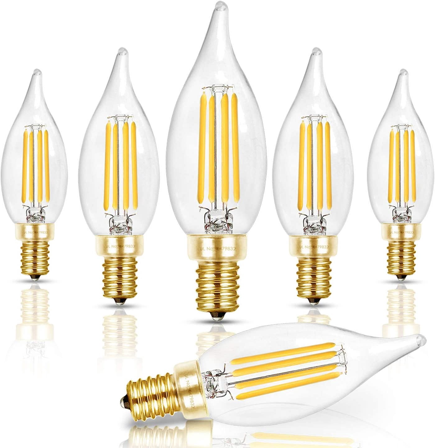 ZhenheE12 Candelabra Bulb 40 Watt, 90+ Cri Dimmable Candelabra Led ...