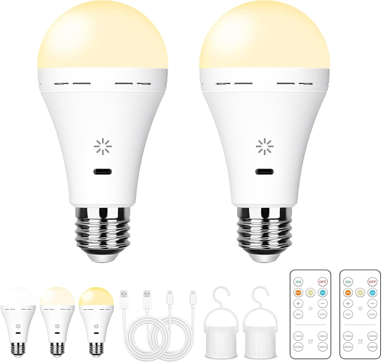 ZhenheUsb Rechargeable Light Bulb With Remote Control, 3 Color ...
