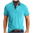thumbnail image 1 of Zhensanguo Black Polo Shirts for Men Short Sleeve Button Summer Shirt Cotton Classic T-Shirts with Pockets Turquoise XL, 1 of 6