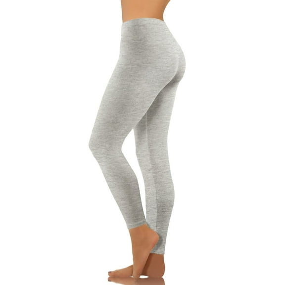 Zhensanguo Women's Leggings Elastic Waist Running Tummy Control Yoga Pants Butt Lifting Gym Workout Leggings Light Gray L