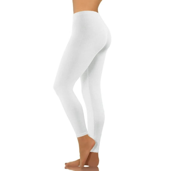 Zhensanguo Leggings for Women Tummy Control Elastic Waist Butt Lifting Yoga Pants Low Rise Gym Workout Leggings White M