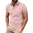 thumbnail image 1 of Zhensanguo Men Polo Shirt Collared Short Sleeve Button Down Classic T-Shirts Golf Solid Color Shirt Pink XL, 1 of 4