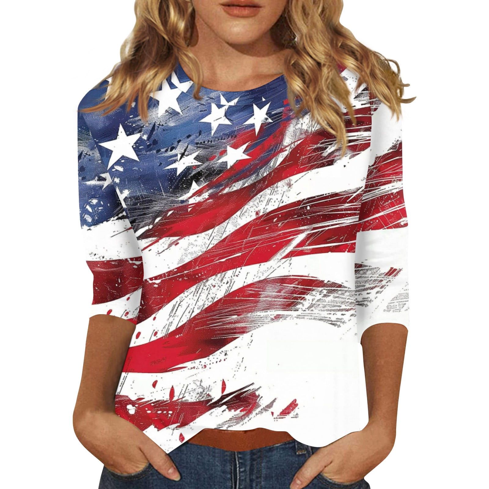 4th Of July T Shirts July 4th Women's Patriotic V Neck Short Sleeve Top Summer Us Flag Shirts For Women