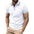 thumbnail image 1 of Zhensanguo Polo Shirts for Men Collared Short Sleeve Button Down Casual Shirt Classic Solid Color T-Shirts White XL, 1 of 4
