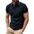 thumbnail image 1 of Zhensanguo Polo Shirts for Men Workout Short Sleeve Button Casual T-Shirts Solid Color Summer Shirt Navy 2XL, 1 of 4