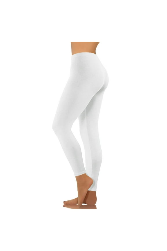 Womens Leggings Casual Gym Elastic Waist Yoga Pants Tummy Control Low Rise Workout Leggings White 2XL