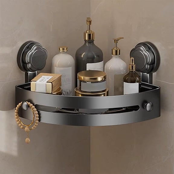 Zhi Bathroom Suction Corner Shower Shelf Triangular Bath Rack No-Drill Storage Holder for Shampoo Soap Bathroom All Toiletry Use