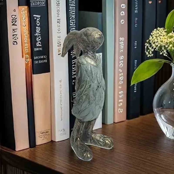 Zhi Resin Rabbit Bookend Figurine, Ideal for Home and Office Decor, Nordic Style for Rustic Ambiance and Gifts
