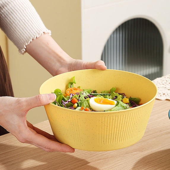 Zhi Reusable Lightweight Plastic Bowl Large Serving Bowl for Rice Soup Snack Fruit Salad Vegetable Daily Home Kitchen Meal Use