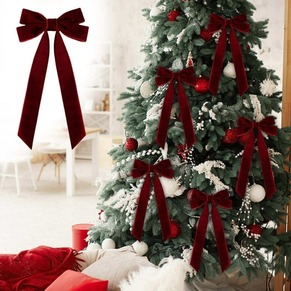 Zhi Small Velvet Christmas Bow Exquisite Ornament for Gift Packaging Home Decor Apparel Clothing and Holiday Wrapping Decoration